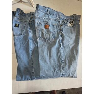 Real Work Wear 2 pair Light Wash Denim Jeans Straight Leg Blue Workwear 38x36